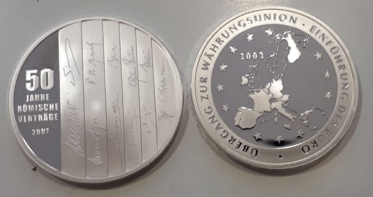  Deutschland    2x Medaille    Römische Verträge/Währungsunion  PP  FM-Frankfurt   