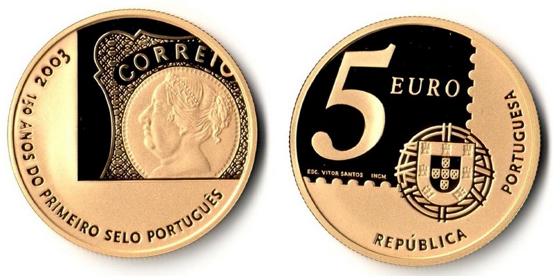 Portugal MM-Frankfurt Feingewicht: 16,05g Gold 5 EURO (Gedenkmünze) 2003 PP