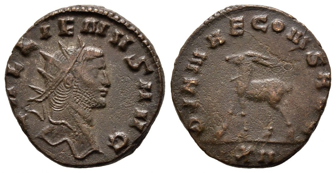 PEUS 9446 Kaiserliche Prägung Gallienus, 253-268 Antoninian 260/268 Rom Dunkle Patina Sehr schön