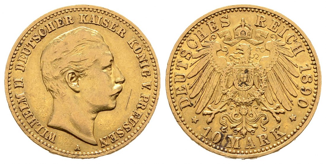 PEUS 9451 Kaiserreich - Preußen 3,58 g Feingold. Wilhelm II. (1888 - 1918) 10 Mark GOLD 1890 A Sehr schön