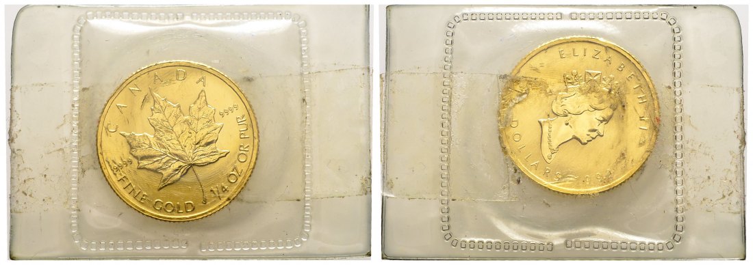 PEUS 9469 Kanada 7,78 g Feingold. Maple Leaf 10 Dollars GOLD 1/4 Unze 1998 Uncirculated (eingeschweißt)