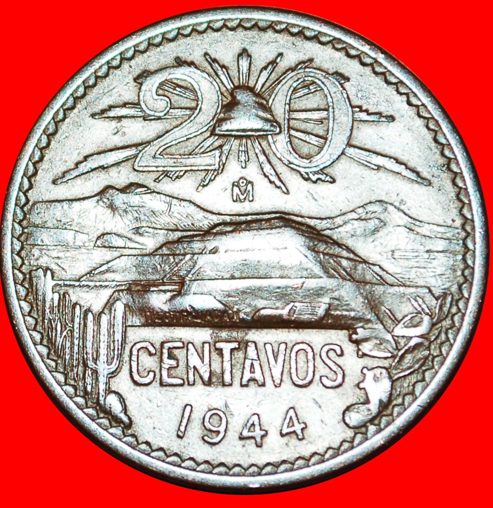  # PYRAMID OF THE SUN: MEXICO ★ 20 CENTAVOS 1944! LOW START ★ NO RESERVE!   