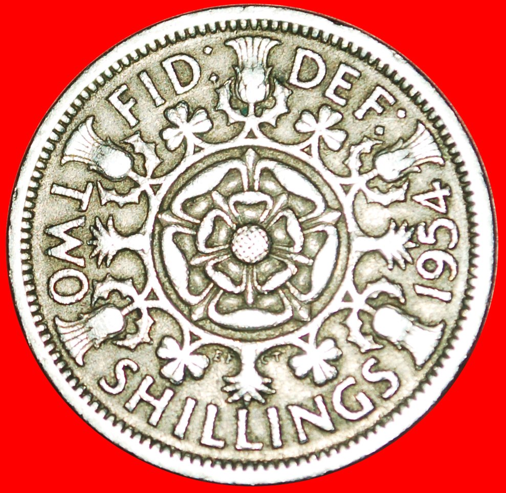  # UNCOMMON: UNITED KINGDOM ★ 2 SHILLINGS FLORIN 1954! LOW START ★ NO RESERVE!   