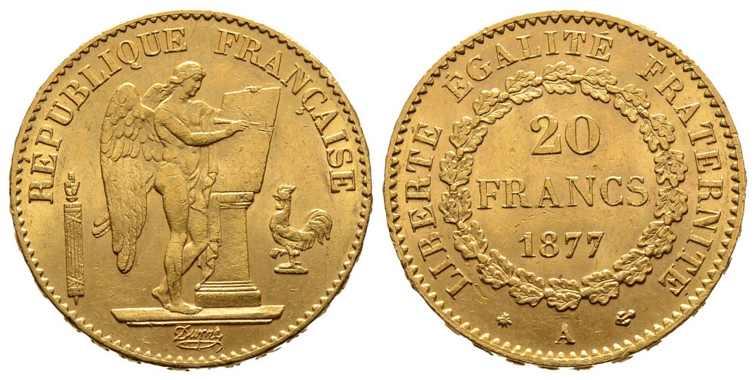 PEUS 9492 Frankreich 5,81 g Feingold. 3. Republik (1871 - 1940) 20 Francs GOLD 1877 A Sehr schön