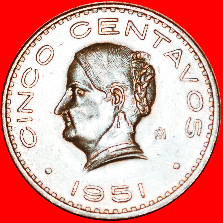  # BRONZE (1942-1955): MEXICO ★ 5 CENTAVOS 1951 MINT LUSTER! LOW START ★ NO RESERVE!   