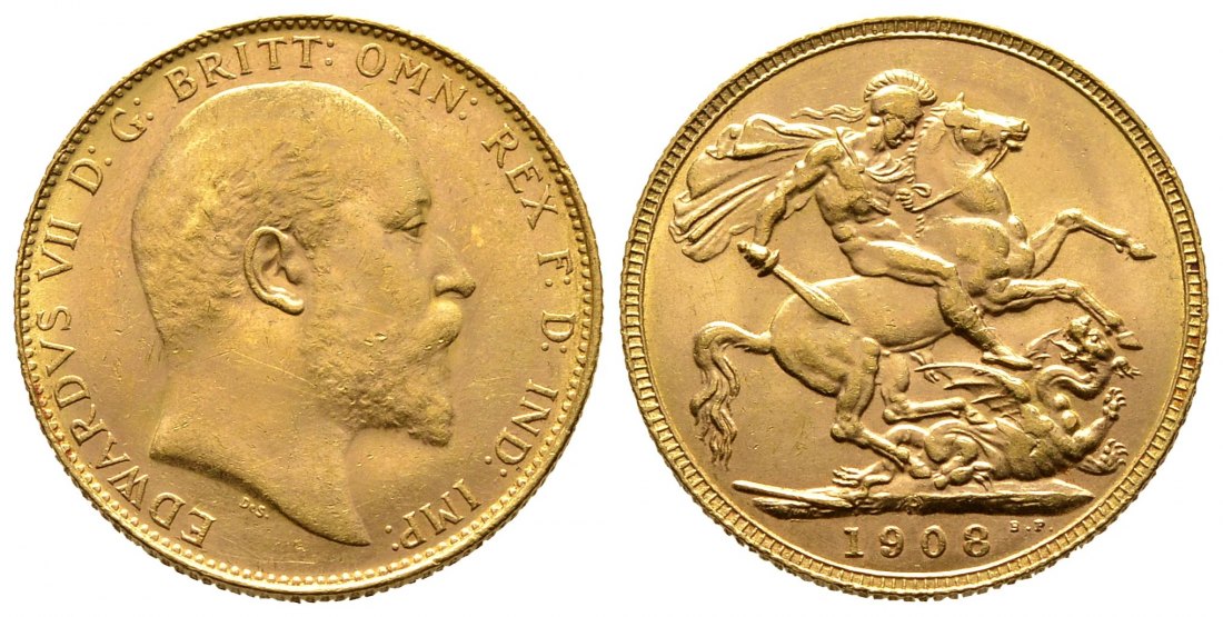 PEUS 9498 Grossbritannien / Australien 7,32 g Feingold. Eduard VII. (1901 - 1910) Sovereign GOLD 1908 P Perth Sehr schön