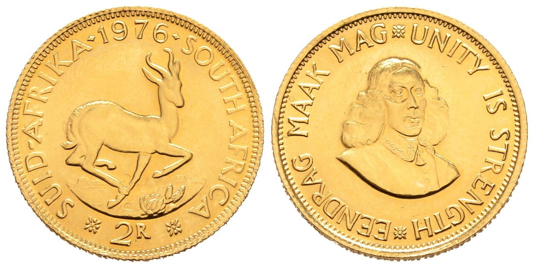 PEUS 9564 Südafrika 7,32 g Feingold 2 Rand GOLD 1976 Winzige Kratzer, Vorzüglich