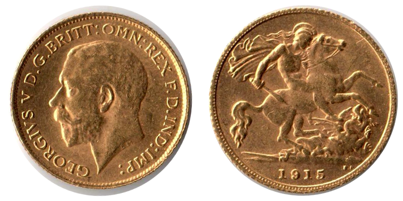 Grossbritannien MM-Frankfurt  Feingold: 3,66g 1/2 Sovereign  Georg V. 1915 