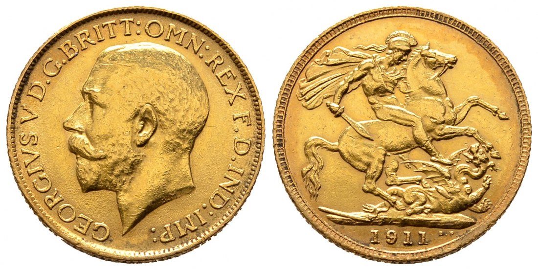 PEUS 9582 Großbritannien 7,32 g Feingold. Georg V. (1910 - 1936) Sovereign GOLD 1911 Sehr schön