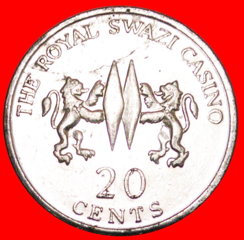  # ROYAL SWAZI CASINO: SWAZILAND ★ 20 CENTS COAT OF ARMS! LOW START ★ NO RESERVE!   
