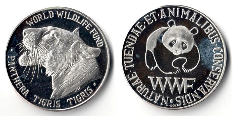  Medaille    World Wildlife Fund - Panthera Tigris  FM-Frankfurt    Feinsilber: 29,87g   