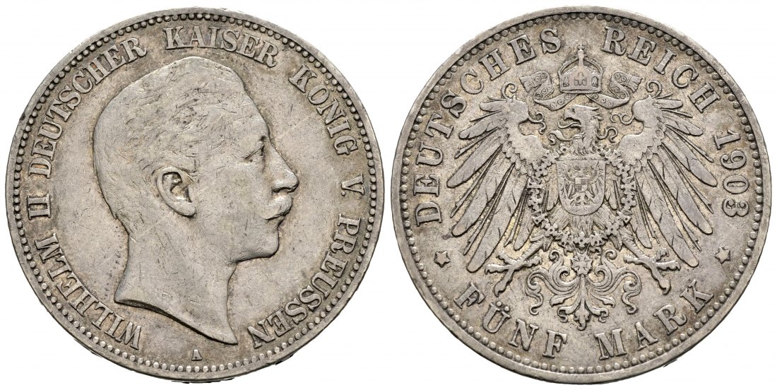 PEUS 9795 Kaiserreich - Preußen Wilhelm II. (1888 - 1918) 5 Mark 1903 A Sehr schön +