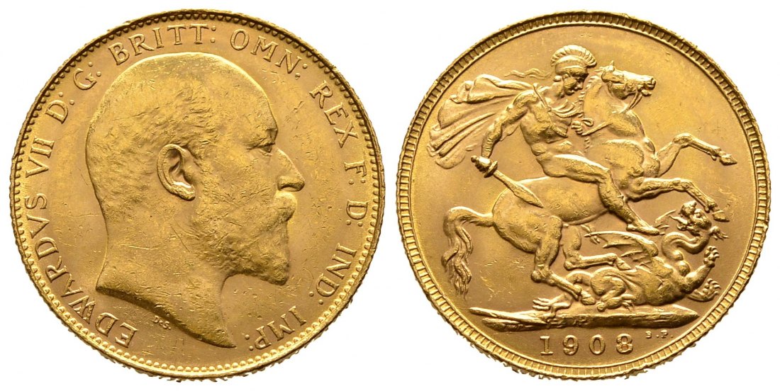 PEUS 9900 Grossbritannien / Australien 7,32 g Feingold. Eduard VII. (1901 - 1910) Sovereign GOLD 1908 P Perth Sehr schön / Vorzüglich