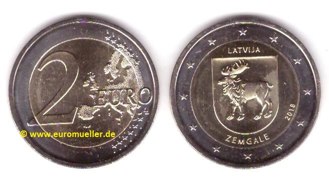 Lettland 2 Euro Gedenkmünze 2018...Zemgale   