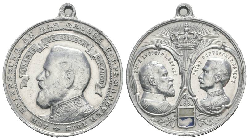  Bayern, Medaille, Aluminium, Corpsmanöver 1913 ; 5,94 g; Ø 38,03 mm   