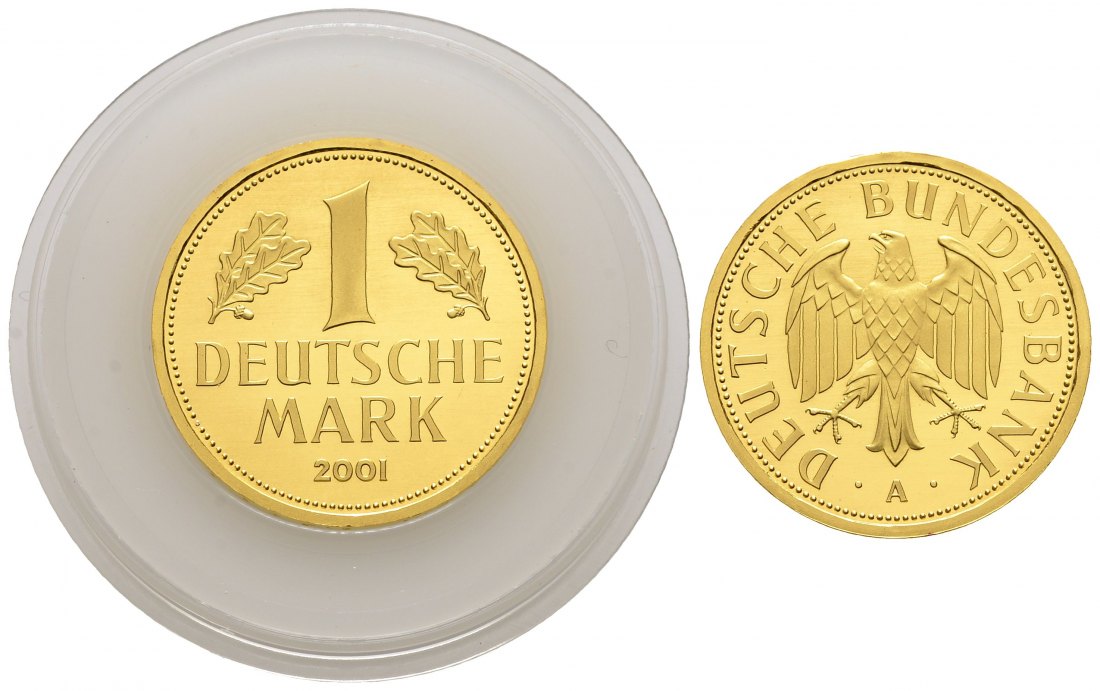 PEUS 1295 BRD 12 g Feingold. 1 Mark GOLD 2001 A Berlin Stempelglanz (Originalkapsel)