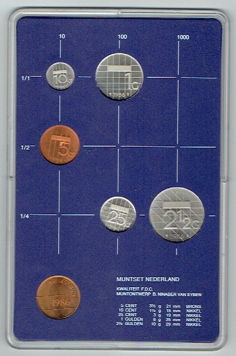  Kursmünzensatz Niederlande 1986 in F.D.C. (k587)   