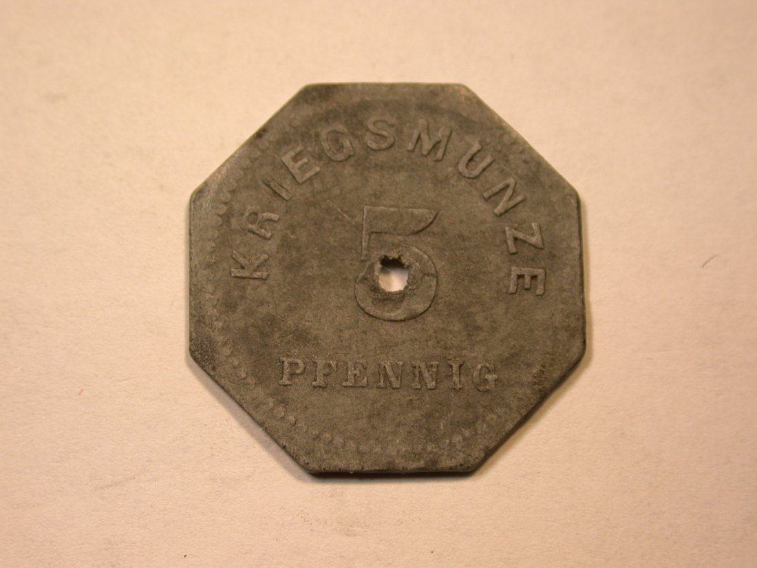  C09 Notgeld Bensheim 5 Pfennig 1917 in f.vz  Orginalbilder   