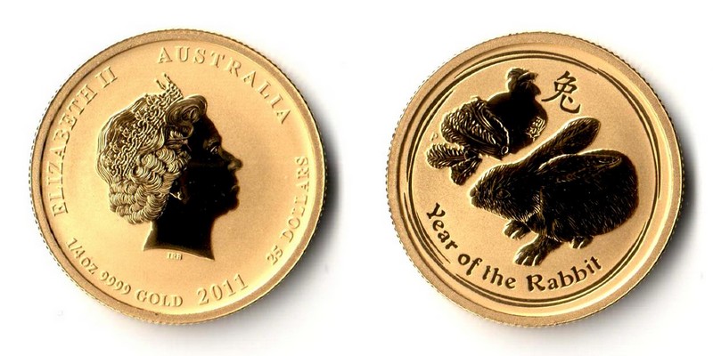 Australien  25 Dollar  2011 MM-Frankfurt Feingold: 7,78g Year of the Rabbit  
