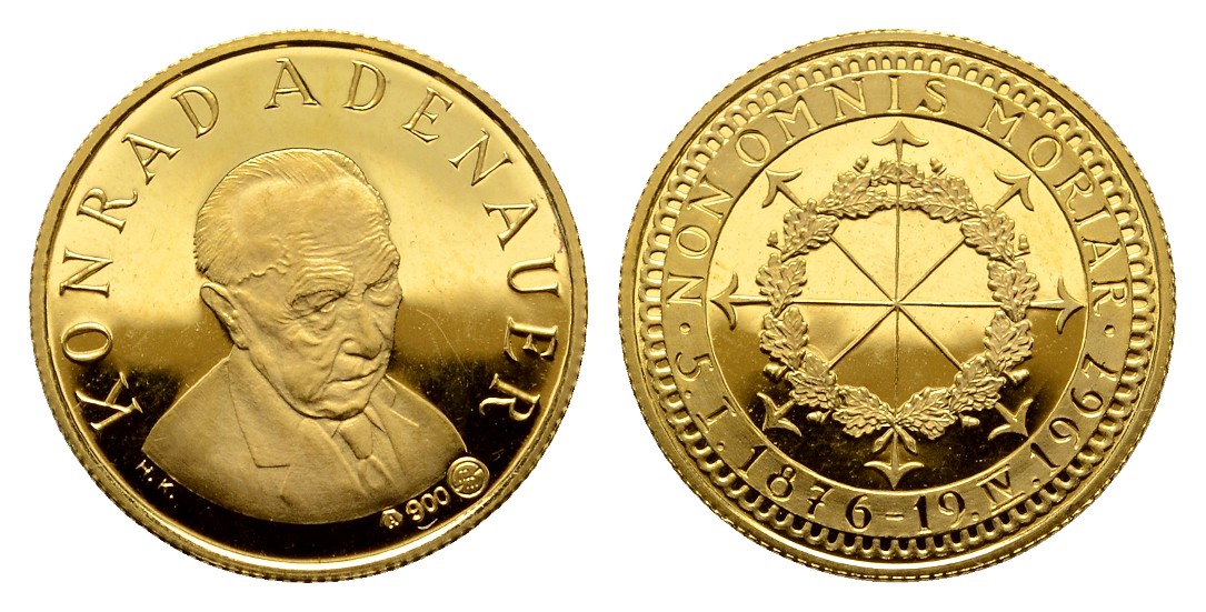  Linnartz Konrad Adenauer Goldmedaille 1967 PP- Gewicht: 3,49g/900er   