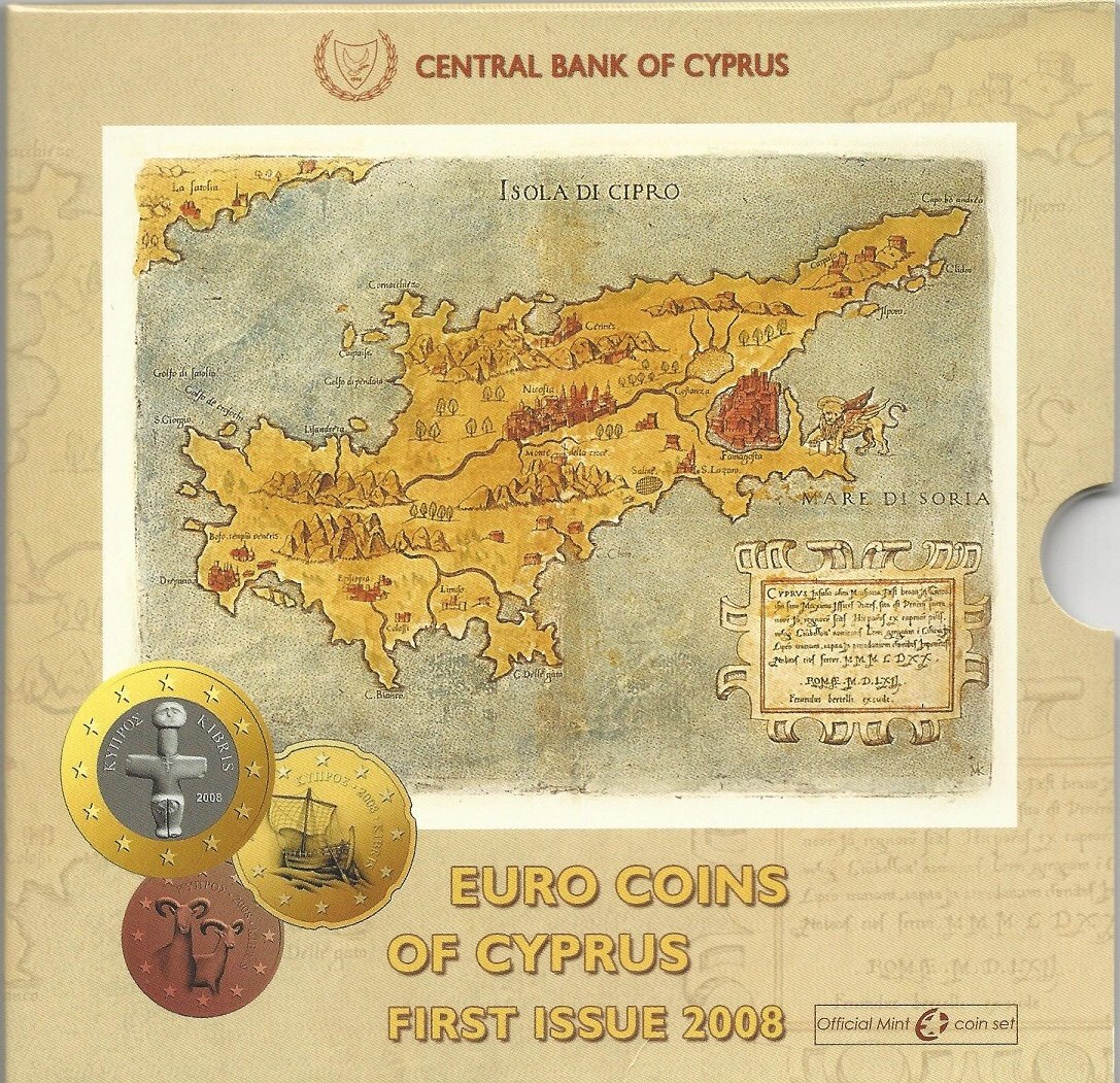  Zypern Original Euro-KMS 2008 im Originalfolder * Erster Euro KMS   