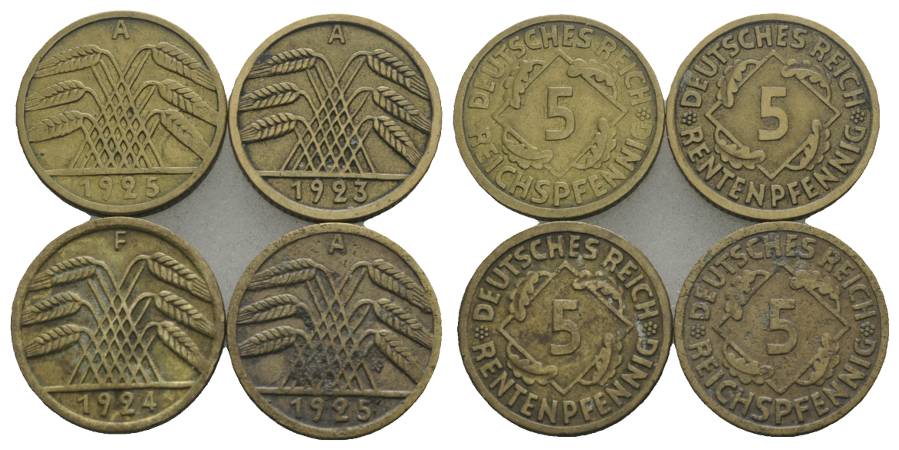  Weimarer Republik, 5 Pfennig (4 Kleinmünzen)   