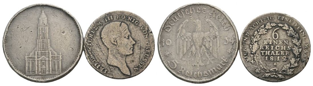  Deutsches Reich, 2 Kleinmünzen, stark beschädigt   