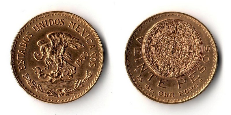 Mexiko  20 Pesos  1959 MM-Frankfurt Feingold: 15g   
