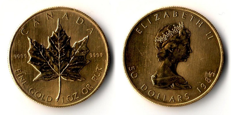 Kanada  50 Dollar  1985 MM-Frankfurt Feingold: 31,1g Ahornblatt  