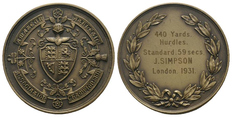 London Bronzemedaille 1931; 31 g, Ø 38 mm   
