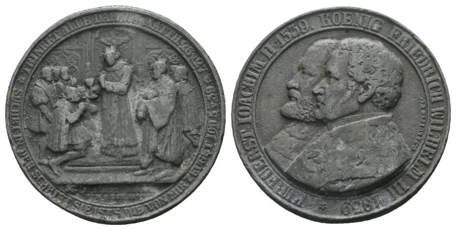  Joachim II. 1539 - Friedrich Wilhelm III. 1859; Zinkmedaille; 37,3 g, Ø 43 mm   