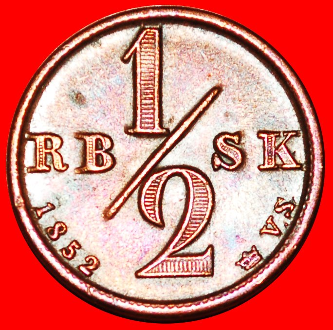  + MONOGRAM: DENMARK★1/2 RIGSBANKSKILLING 1852 RARE! Frederik VII (1848-1863) LOW START ★ NO RESERVE!   