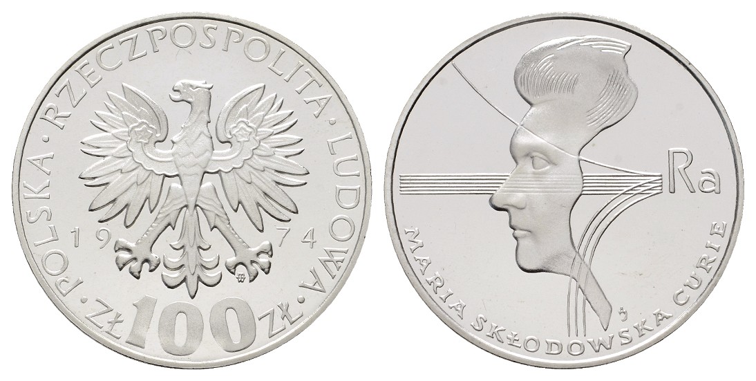  Linnartz Polen 100 Zloty 1974 Marie Curie PP   