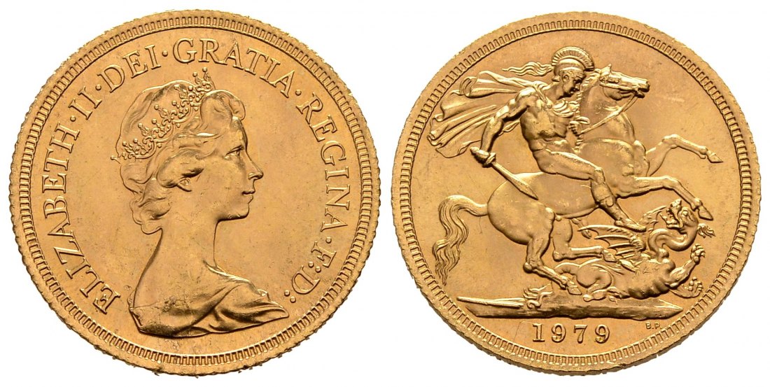 PEUS 2345 Grossbritannien 7,32 g Feingold. Elizabeth II. (1952 - heute) Sovereign GOLD 1979 Kl. Kratzer, Vorzüglich