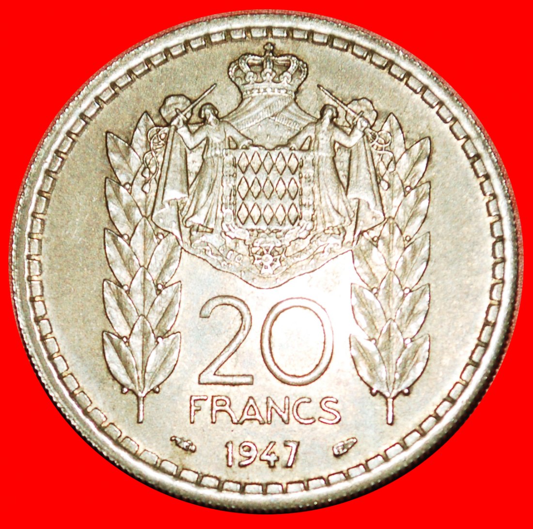  + FRANCE: MONACO ★ 20 FRANCS 1947! LOW START ★  NO RESERVE! Louis II (1922-1949)   