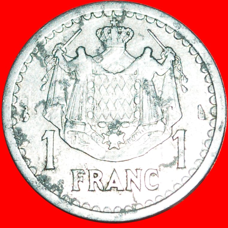  + FRANKREICH: MONACO ★ 1 FRANC (1943) UNGEWÖHNLICH! OHNE VORBEHALT! Louis II. (1922-1949)   
