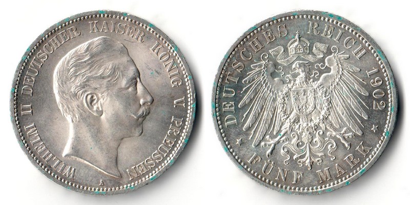  Preussen, Kaiserreich  5 Mark  1902 A  Wilhelm II. 1888-1918    FM-Frankfurt Feinsilber: 25g   
