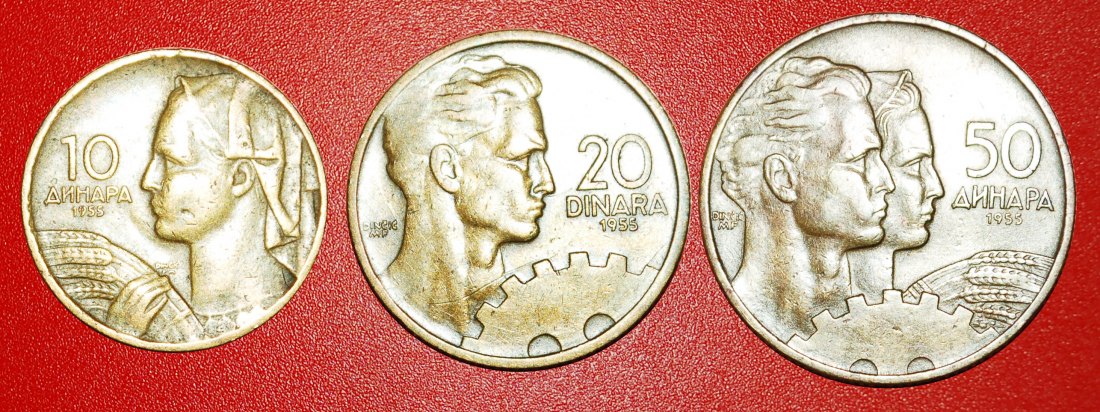  + HAPPY FUTURE: YUGOSLAVIA ★ SET 10-20-50 DINARS 1955! LOW START ★ NO RESERVE!   