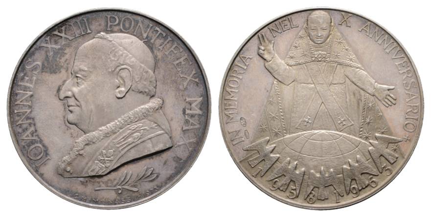  Italien; Johannes XXIII, Silbermedaille 1963; 925 AG; 39,92 g, Ø 44 mm   