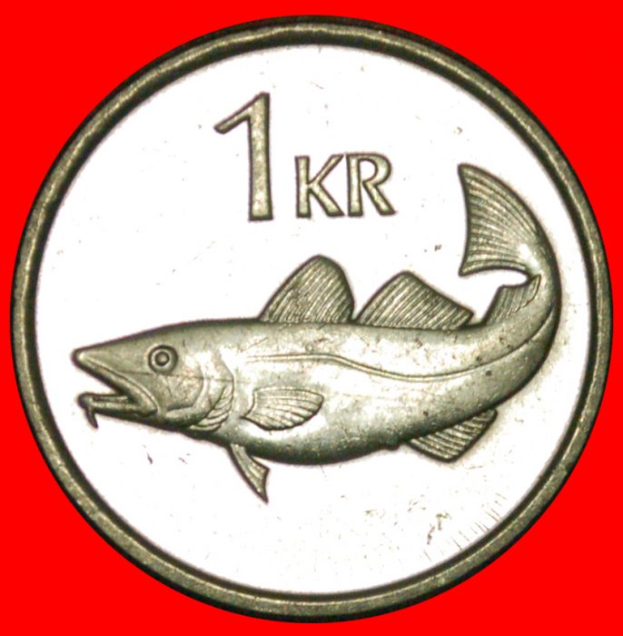  + GREAT BRITAIN FISH (1989-2011): ICELAND ★ 1 KRONE 1992 MINT LUSTER! LOW START ★ NO RESERVE!   