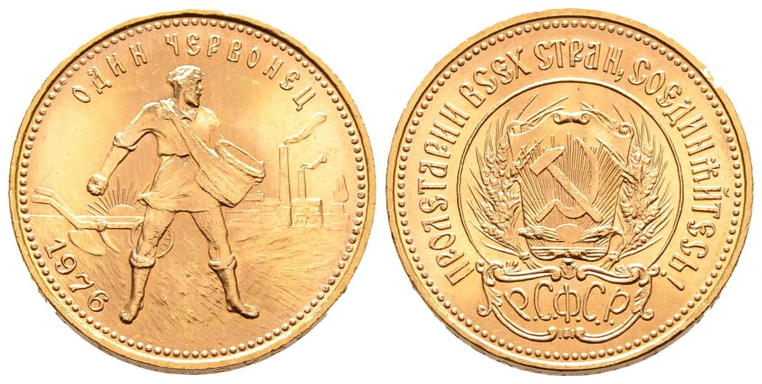 PEUS 2464 Russland 7,74 g Feingold. Tscherwonez 10 Rubel GOLD 1976 Fast Stempelglanz
