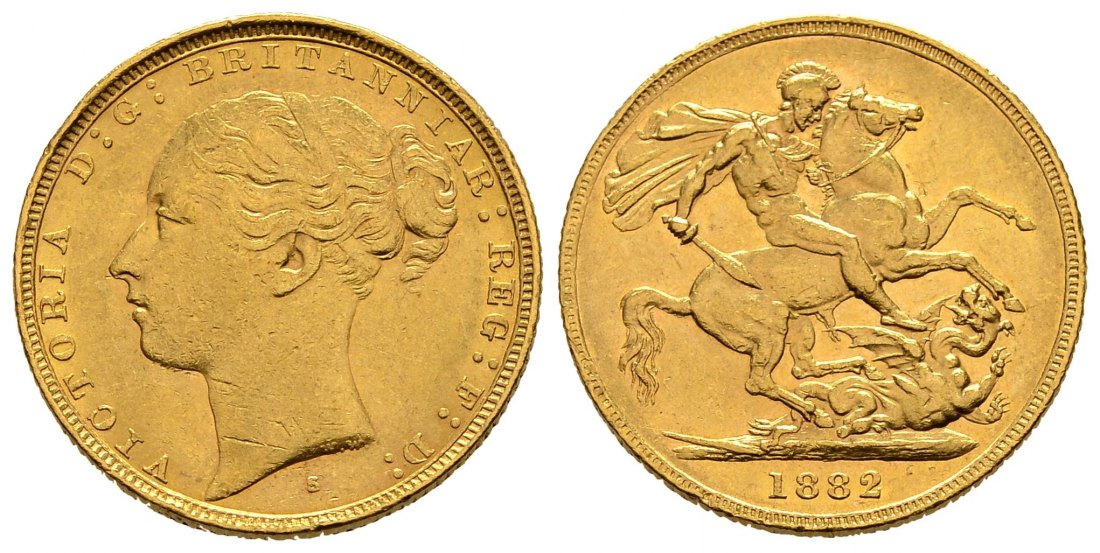 PEUS 2479 Grossbritannien / Australien 7,32 g Feingold. Victoria (1837 - 1901) Sovereign GOLD 1882 S Sydney Sehr schön
