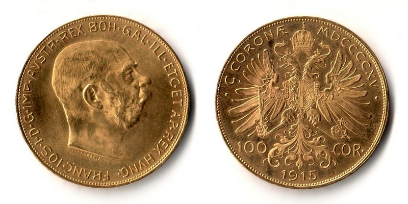 Österreich  100 Kronen  1915 MM-Frankfurt   Feingold: 30,49g Franz Joseph I.  
