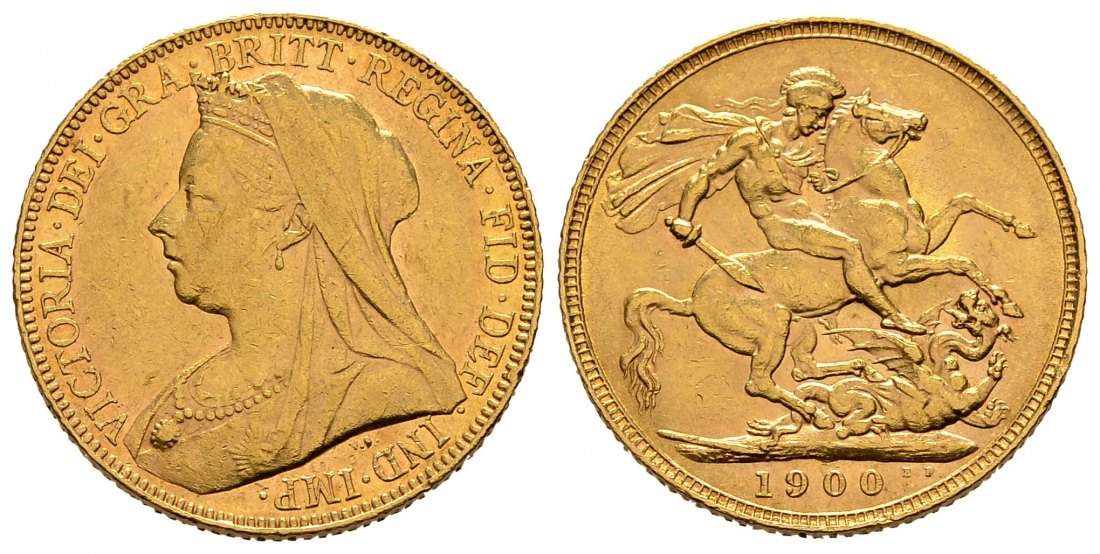 PEUS 2550 Grossbritannien 7,32 g Feingold. Victoria (1837 - 1901) mit Witwenschleier Sovereign GOLD 1900 Sehr schön