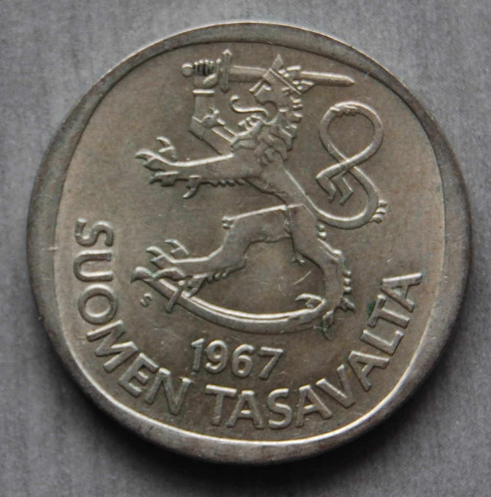  1 Markka 1967 S Finnland  vz+  Silber   