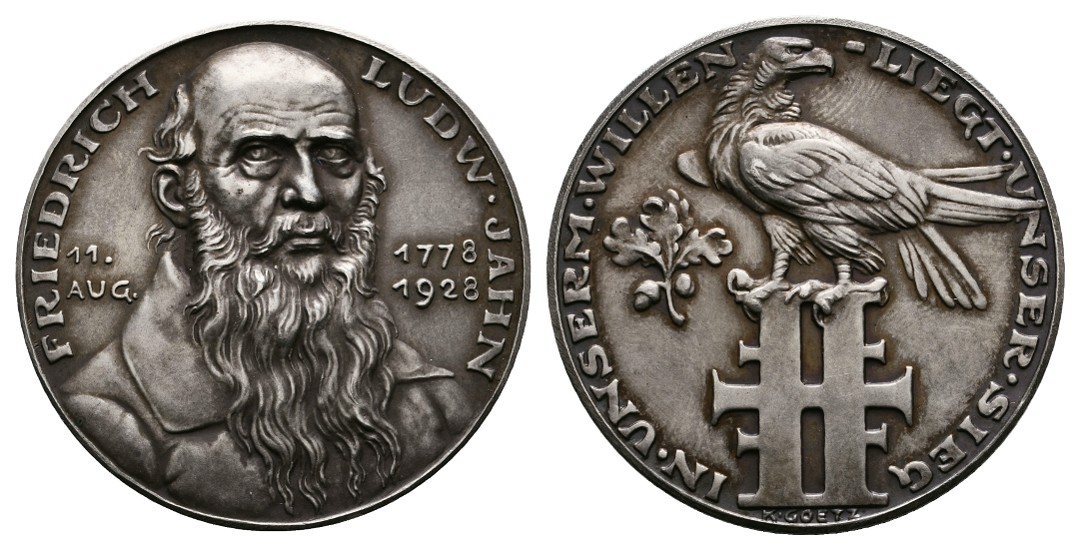  Linnartz Friedrich Ludwig Jahn Silbermedaille 1928 vz Gewicht: 19,65g/900er   