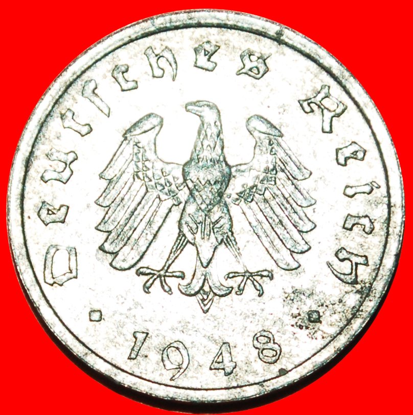 + WITHOUT SWASTIKA (1945-1948): : GERMANY ★ 10 PFENNIG 1948F MINT LUSTER! LOW START ★ NO RESERVE!   
