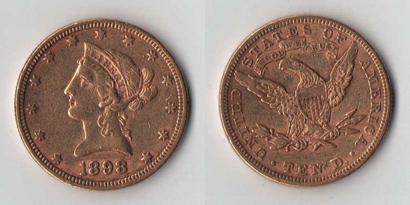 USA  10 Dollar  1898 MM-Frankfurt Feingold: 15,05g Liberty  