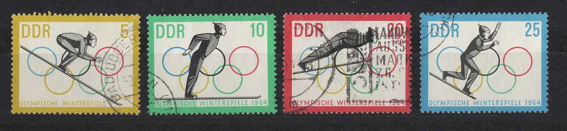  DDR 1963 Mi: 1000-1003 <i>Olympiade Innsbruck</i> Komplett-Satz *Echt Gelaufen Mi.6,- EUR   