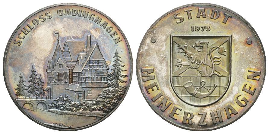  Medaille; Stadt Meinerzhagen 1975 - Schloss Badinghagen; AG 0,986; 30,2 g, Ø 40 mm   